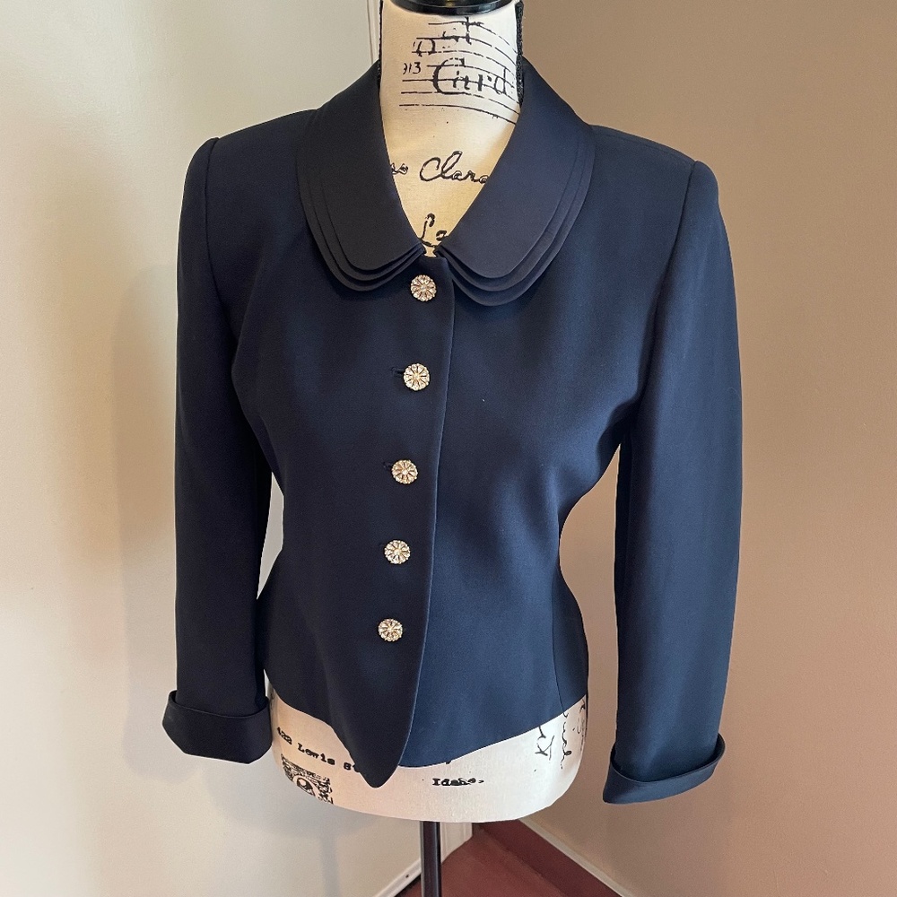 Albert Nipon crepe blazer with rhinestone buttons